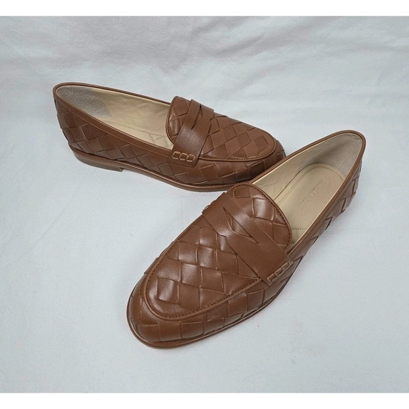 J Mclaughlin Shoes - J McLaughlin Brown Concetta Woven Leather Penny Loafers Womens Size 8 Old Money